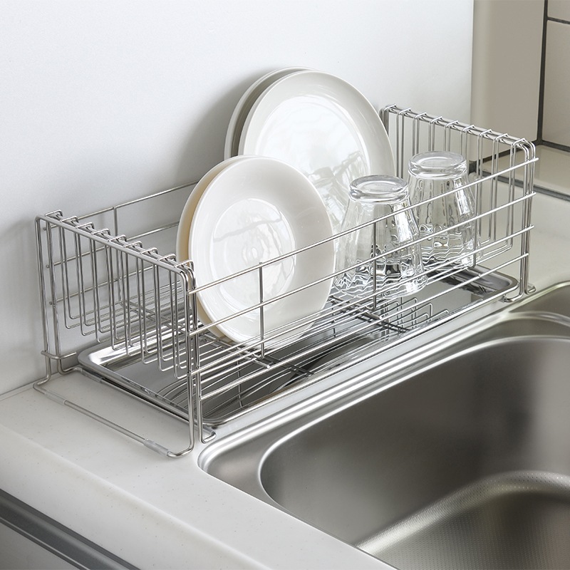 燕三 シンクに渡せる伸縮式水切りかご トレー付