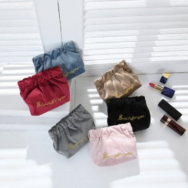 アルファベット刺繍 ビロード メイクポーチ