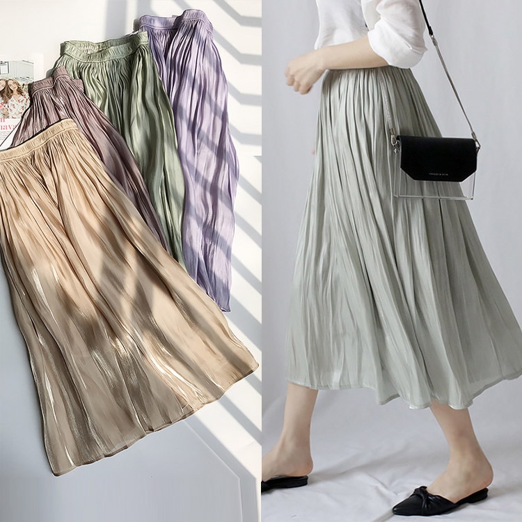 シャイニー ギャザー ロングスカート