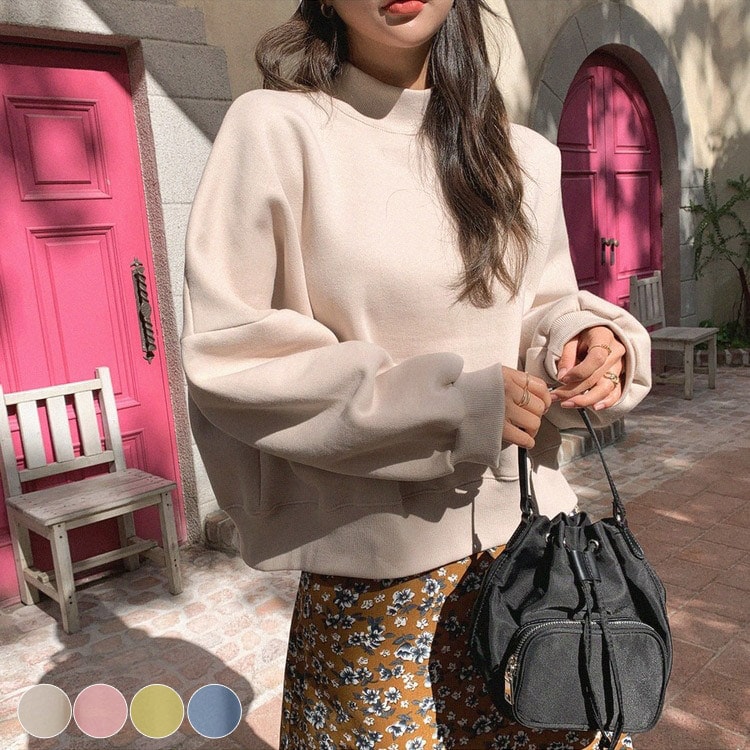 裏起毛 ハーフハイネック スウェット トレーナー