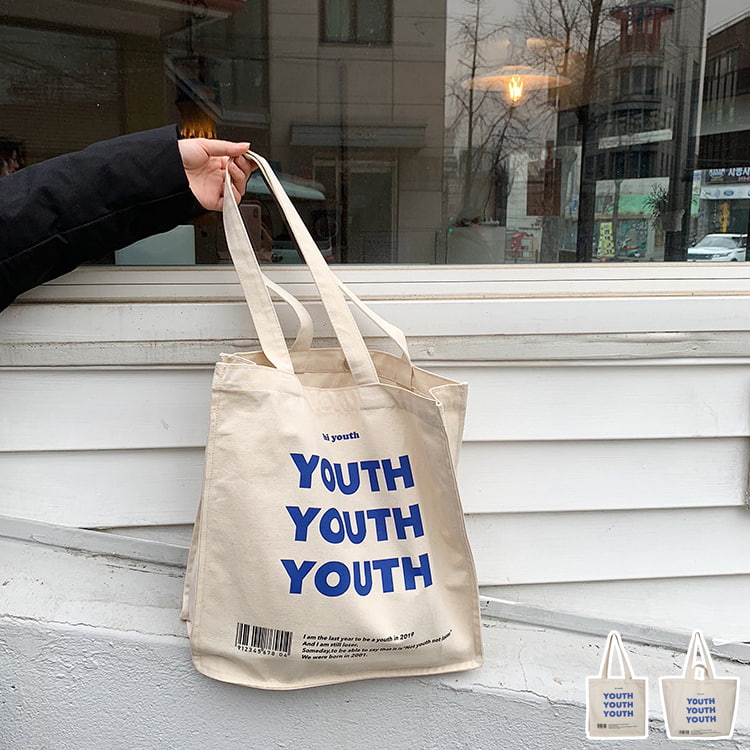 アルファベットプリント柄 キャンパス トートバッグ