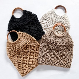 透かし編みがおしゃれなかご編みバッグ