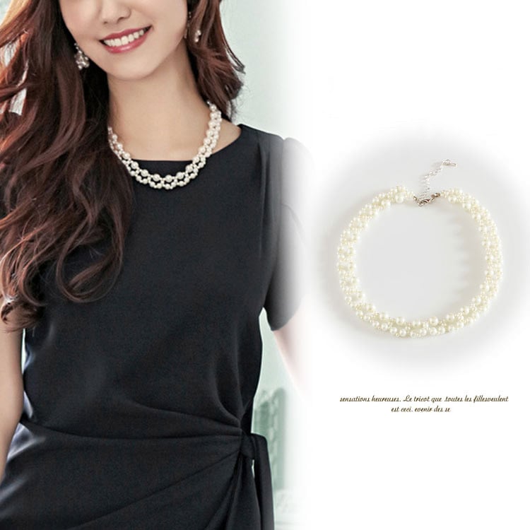 2連パールショートネックレス