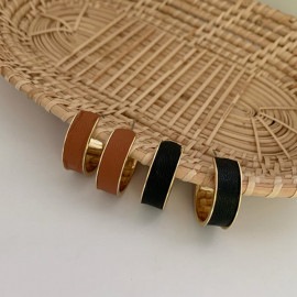 ゴールド×レザー リング ピアス