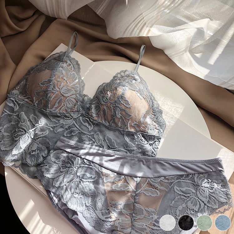 ノンワイヤー レースブラ 上下セット