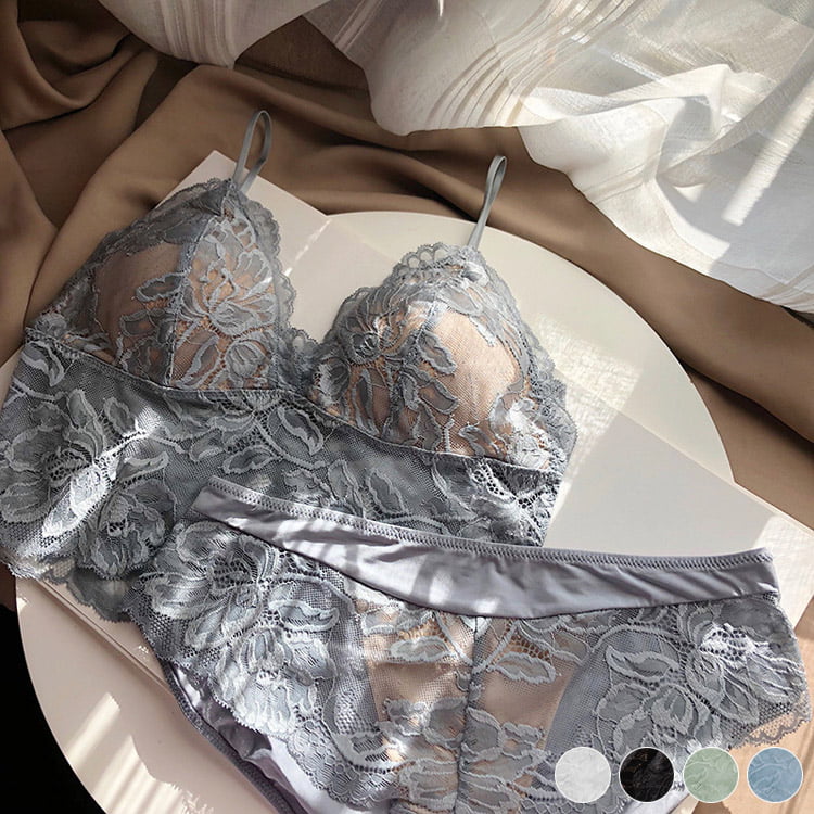 ノンワイヤー レースブラ 上下セット