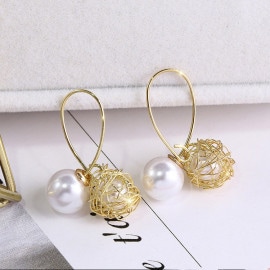 パールキャッチ メタルボール ストーン フープピアス