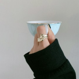 凹凸ウェーブ フリーサイズ ワイドリング 指輪