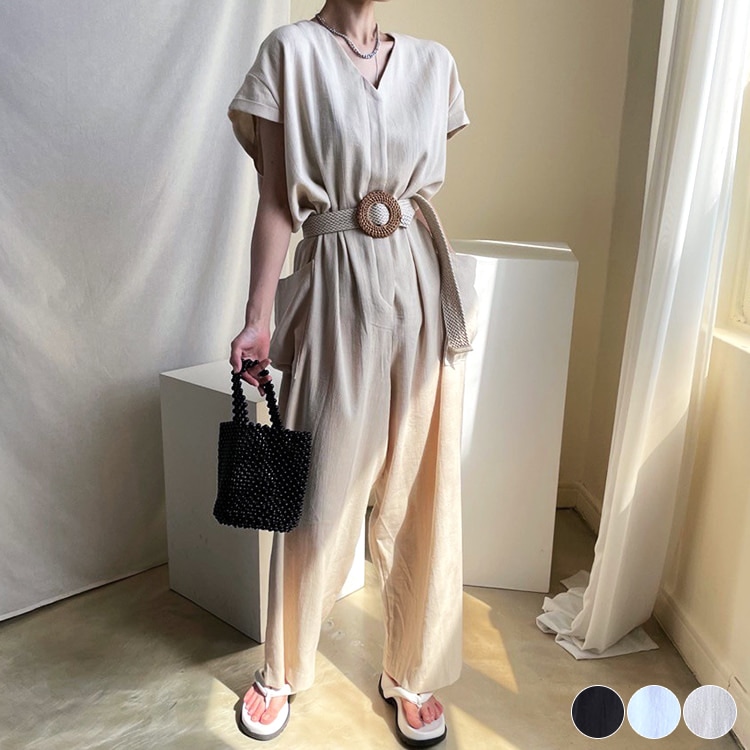 ゆったりシンプル ワイドサロペット