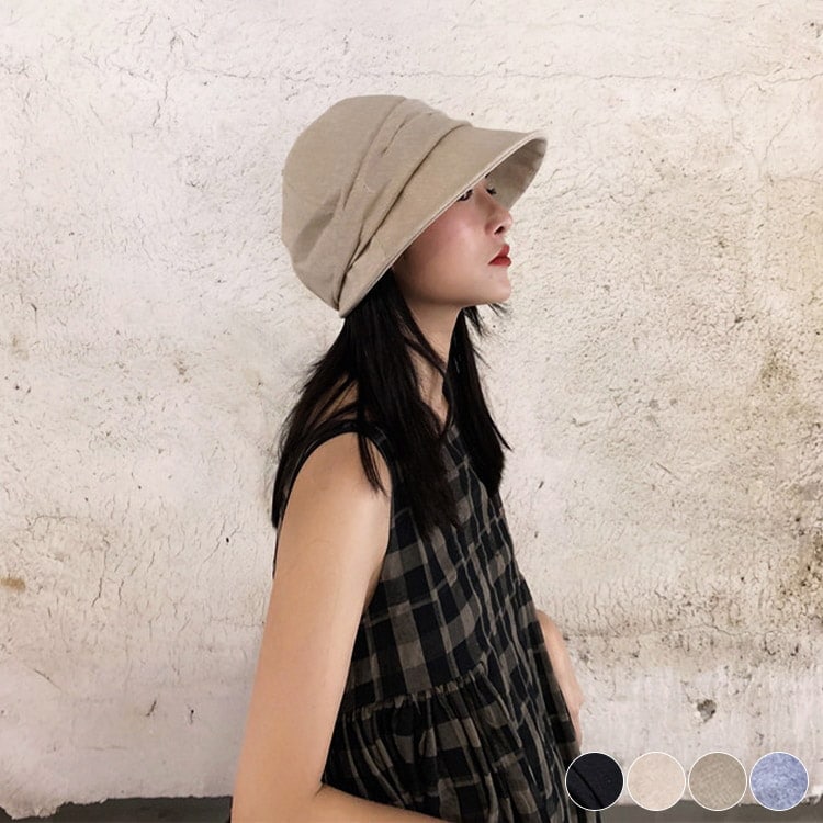 薄手 無地 コットンリネン キャスケット