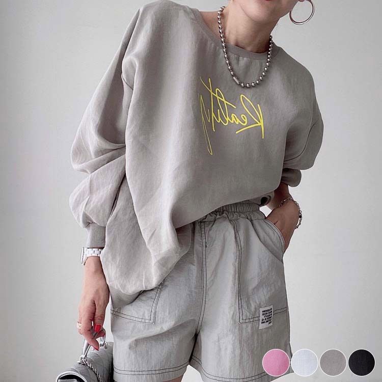 アルファベットプリント オーバーサイズ 薄手 トップス