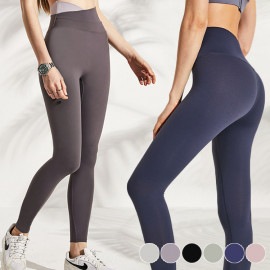 アシンメトリー バイカラー ハイウエスト ヨガパンツ