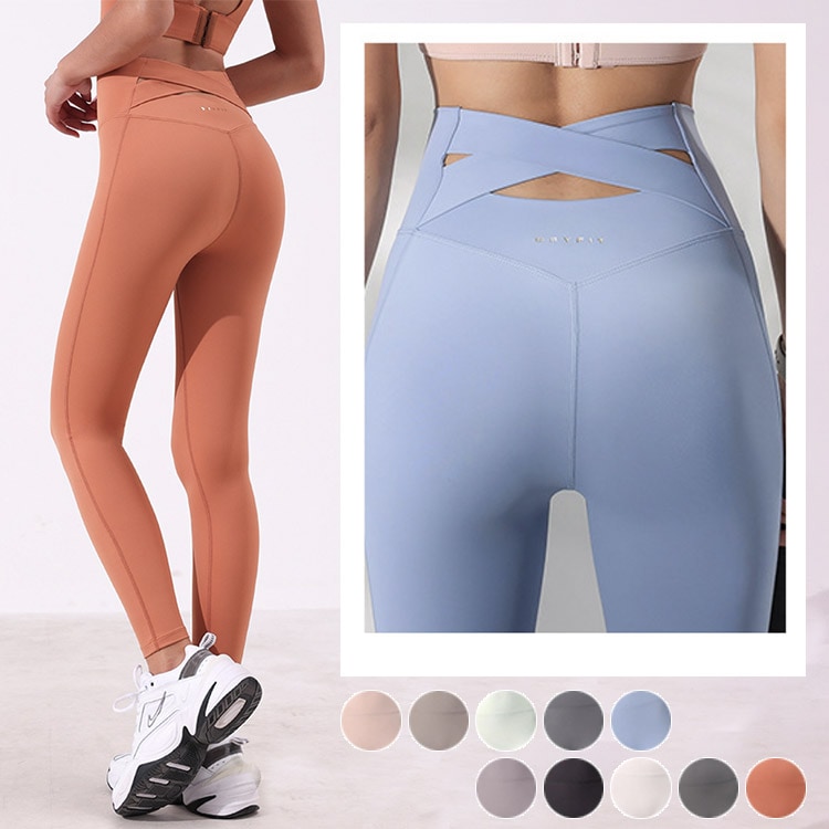 バッククロス ハイウエスト ヨガパンツ ヨガウェア