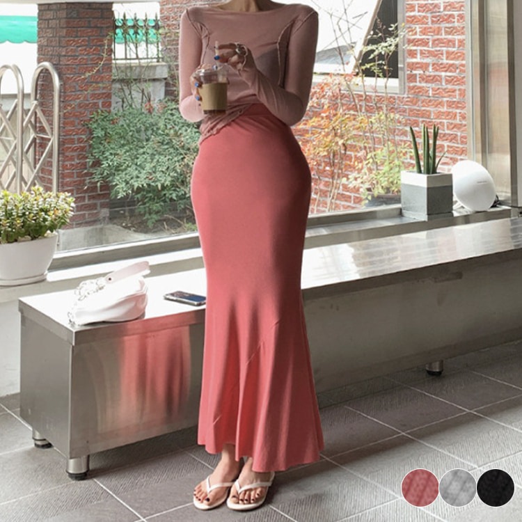 てろんと感 タイトヒップ マーメイド マキシ丈スカート