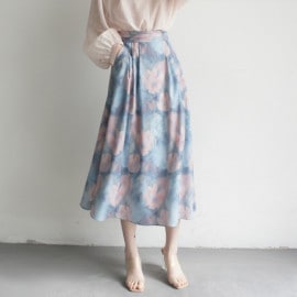 ふんわり花柄 きれいめ Aライン ミモレ丈スカート