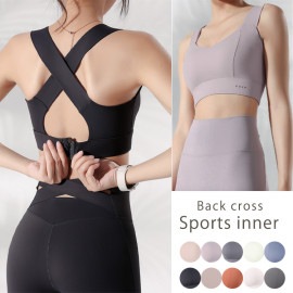 バッククロス Ｕネック カップ付き スポーツ ブラトップ