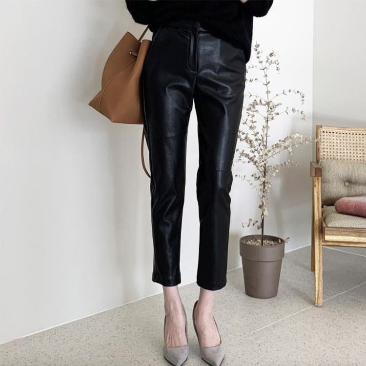 9分丈 スキニー レザーパンツ