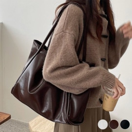 ソフトレザー シンプル 大きめ トートバッグ