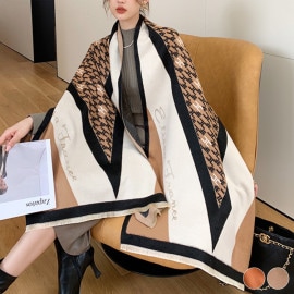 カラフル ダイヤ柄 配色 大判 ストール