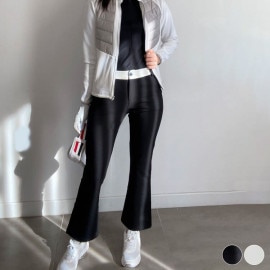 韓国ゴルフウェア バイカラー 切り替え ロングパンツ