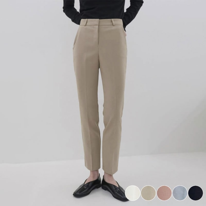 韓国ファッション ノータック テーパードパンツ