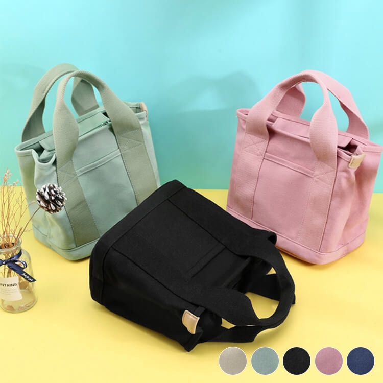 仕切り付き収納 シンプル キャンバス ミニトートバッグ