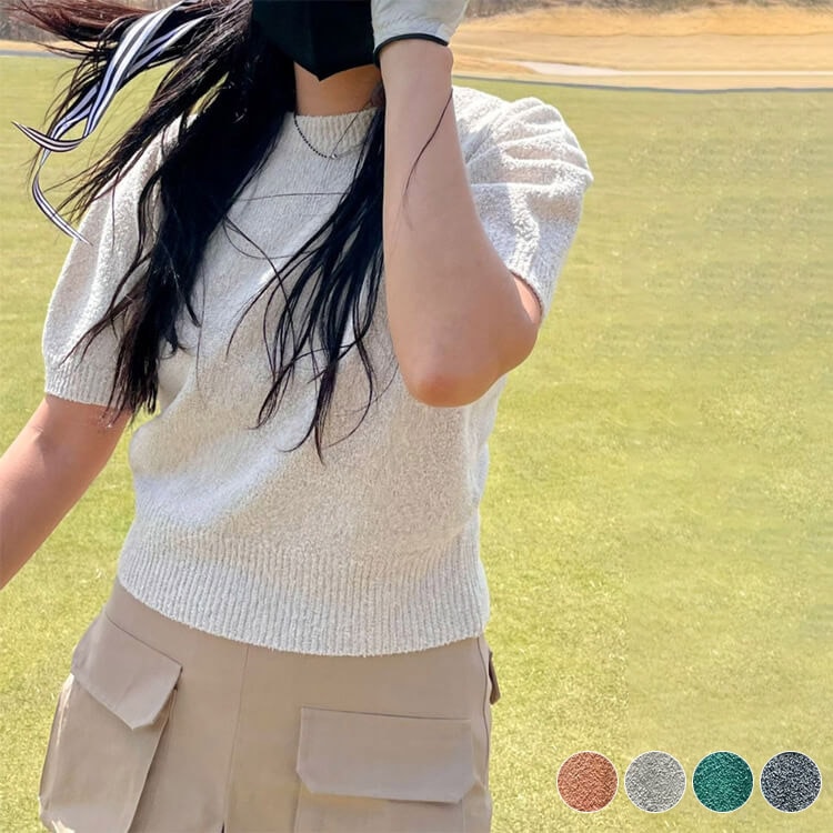 ストレッチ ニット ハイネック ハイネック 半袖Tシャツ