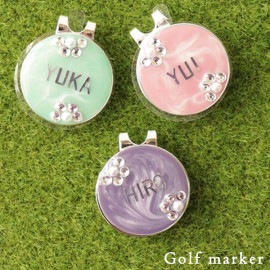 ゴルフマーカー クリップ式 マグネット 名入れ マーブル