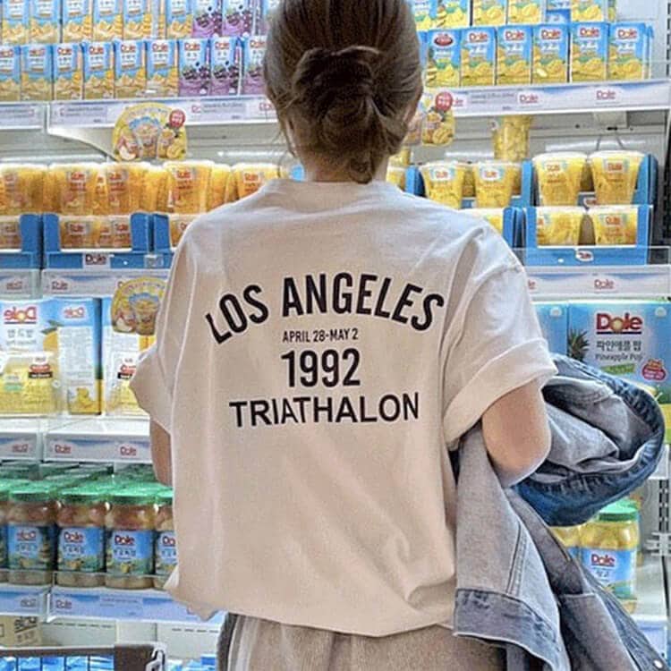 アルファベット バックプリント ゆったり 半袖 Tシャツ