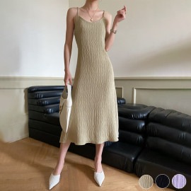 ゆったり しわ加工 ミモレ丈 キャミソールワンピース|ワンピース|レディースファッション