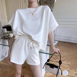 シンプル ドルマン袖 風 Tシャツ ショートパンツ セットアップ|ワンピース|レディースファッション