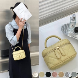 ダイヤ柄キルティング ミニ ボックス ポシェット