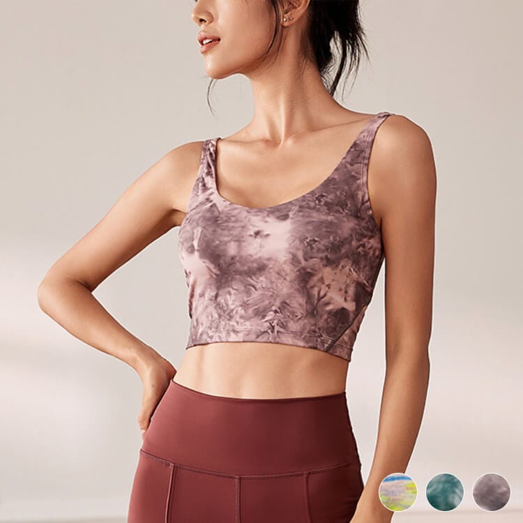 インクアートプリント柄 Uネック タンクトップ ヨガウエア