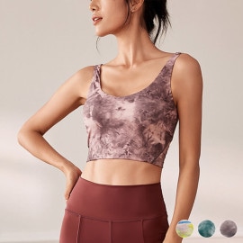 インクアートプリント柄 Uネック タンクトップ ヨガウエア