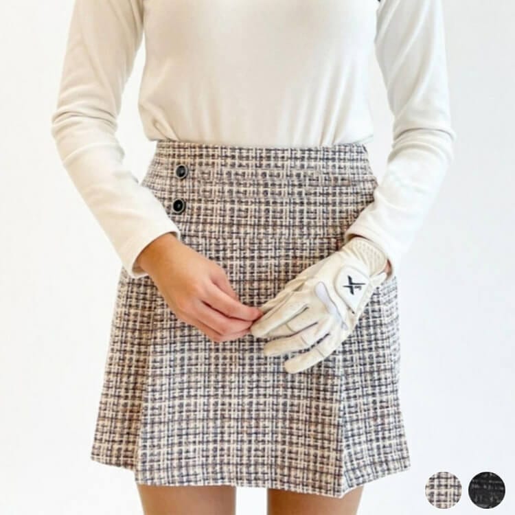 韓国ゴルフウェア ツイードチェック Ａライン スカート