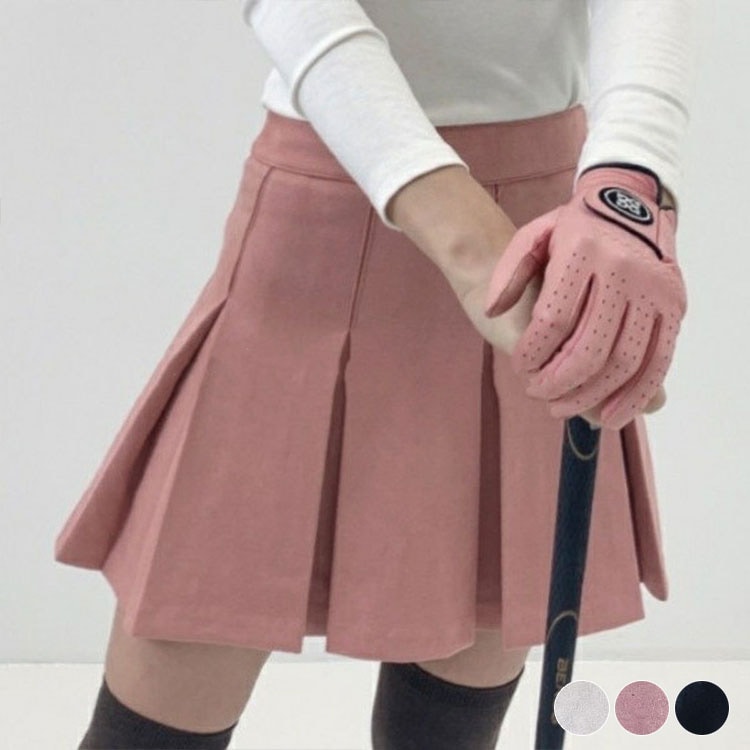 韓国ゴルフウェア 幅広プリーツ ミニスカート
