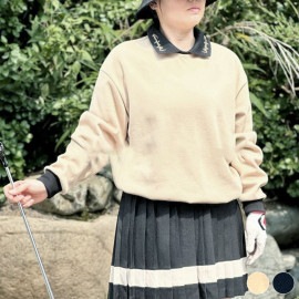 韓国ゴルフウェア バイカラーロゴ襟 長袖 Ｔシャツ