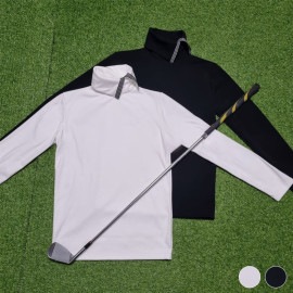 韓国ゴルフウェア アンバルカラーネック 長袖 Ｔシャツ