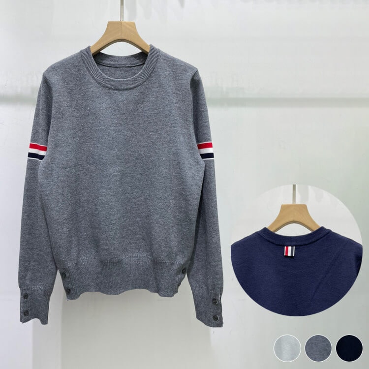 袖ライン トリコロール プルオーバー ニットトップス