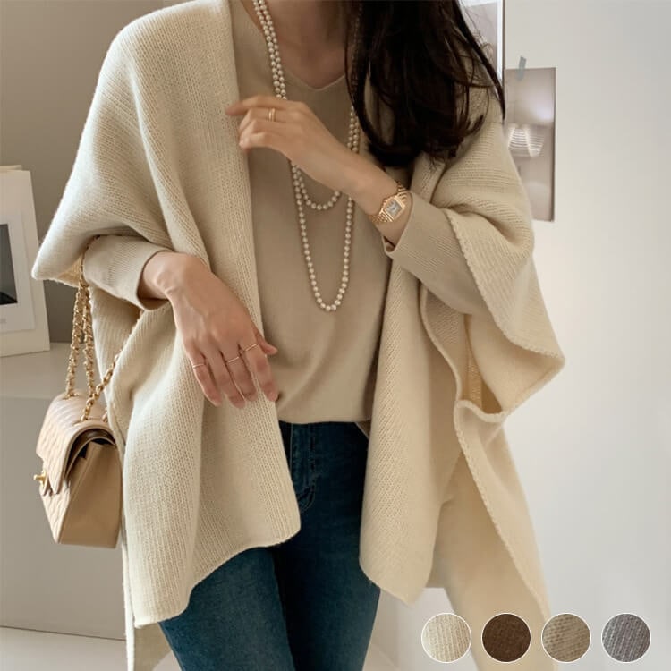 Drawer ニットベスト　ポンチョ ポンチョ風ニットベスト M L 【メール便対応可】 レディース and