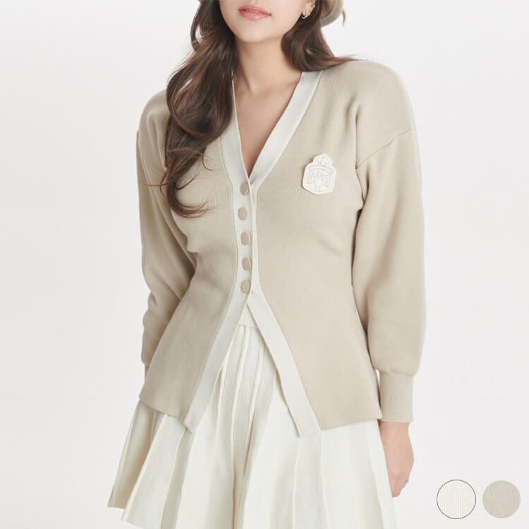 エレガント Vネック ハーフボタン ロング丈