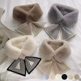 ふわふわフェイクファー かわいい リボン ミニマフラー