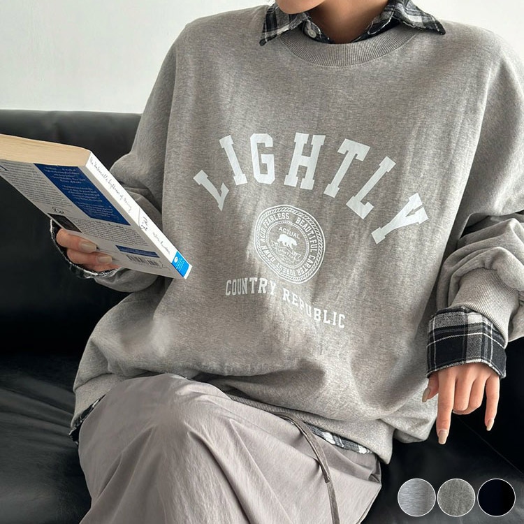 英字プリントロゴ ゆったり スウェット トップス