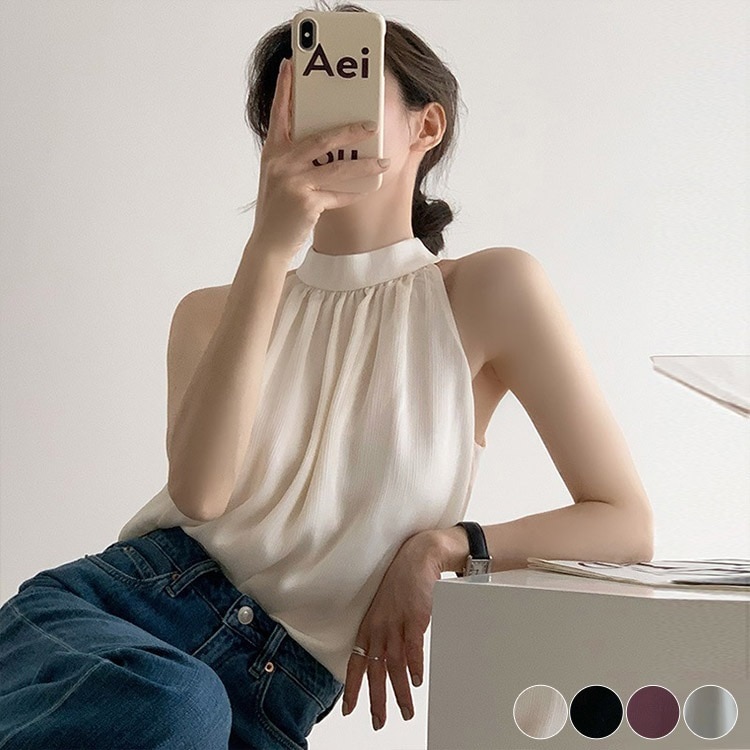 Aライン シフォン アメリカンスリーブ ブラウス