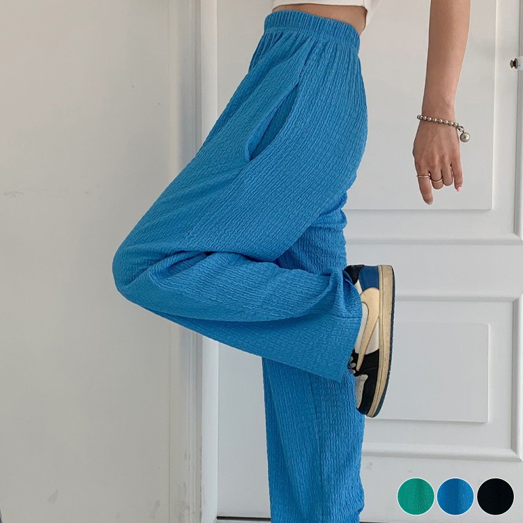 リンクルプリーツ ビビットカラー ワイドパンツ