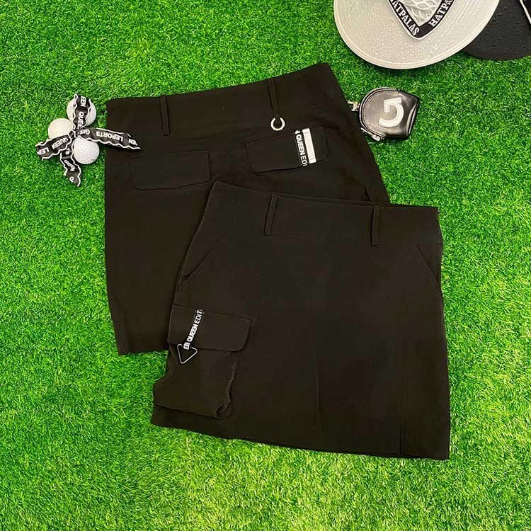 韓国ゴルフウェア レタリングライン カーゴスカート