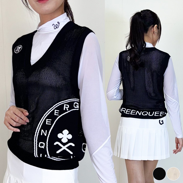 韓国ゴルフウェア Ｖネック シースルー メッシュ ベスト

