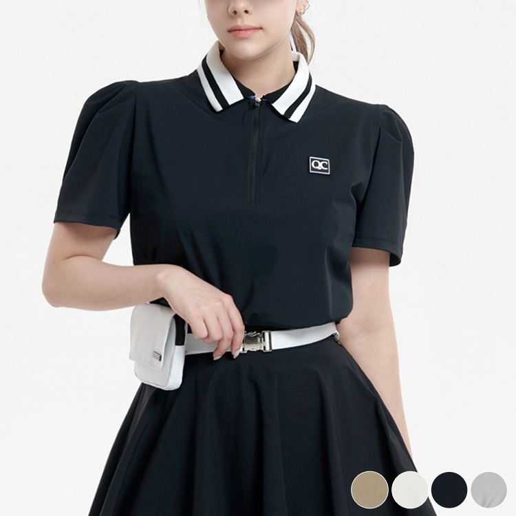 韓国ゴルフウェア ハーフジップ パフスリーブ 半袖