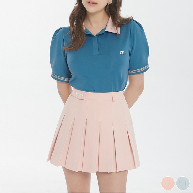 韓国ゴルフウェア シャーベットカラー プリーツスカート