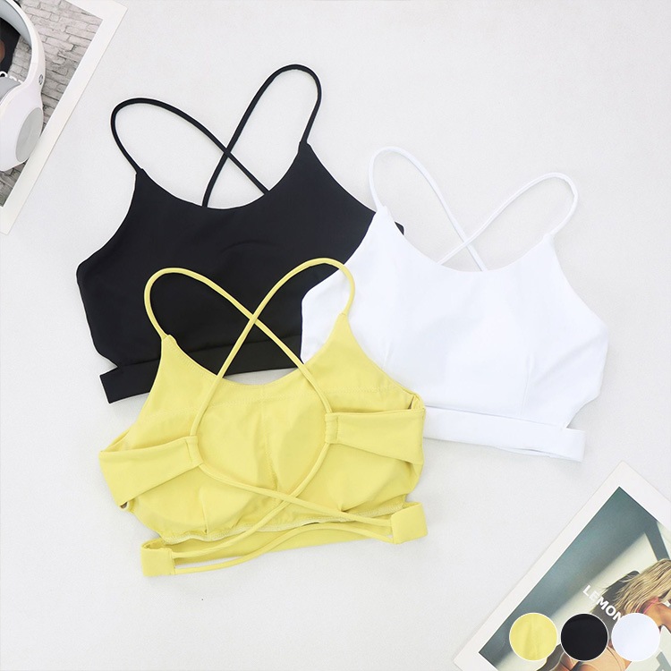 バッククロス ショート丈 カップ付き ブラトップ 

